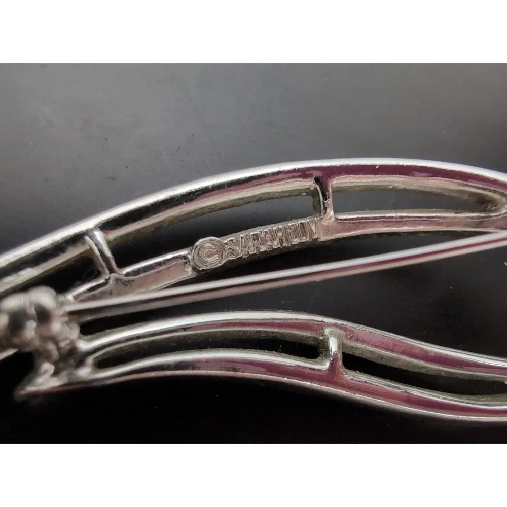 Vintage Estate Sarah Coventry Brooch Modern Wave Silver Tone  Pin‎ Signed